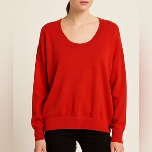 Eileen Fisher Merino Wool Pullover Red Women’s Oversized Sweater Sz XS Holiday
